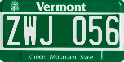 VT license plate ZWJ056