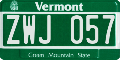 VT license plate ZWJ057