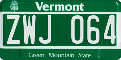 VT license plate ZWJ064