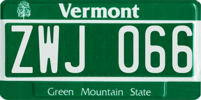 VT license plate ZWJ066