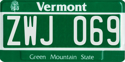 VT license plate ZWJ069