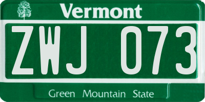 VT license plate ZWJ073