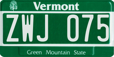 VT license plate ZWJ075