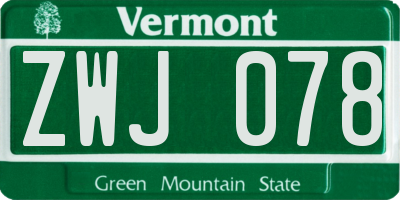 VT license plate ZWJ078