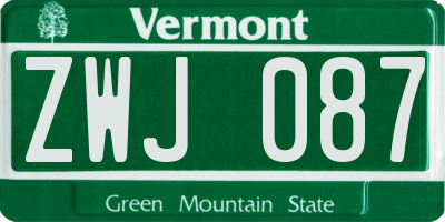 VT license plate ZWJ087