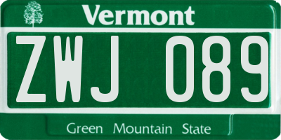VT license plate ZWJ089