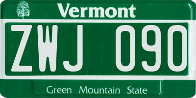 VT license plate ZWJ090