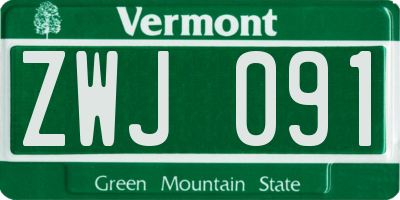 VT license plate ZWJ091
