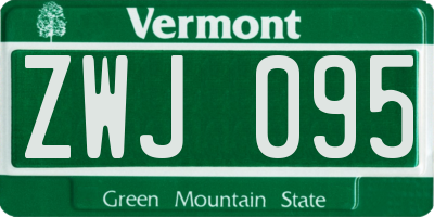 VT license plate ZWJ095