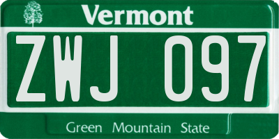 VT license plate ZWJ097