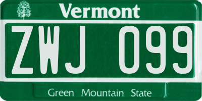 VT license plate ZWJ099