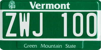 VT license plate ZWJ100