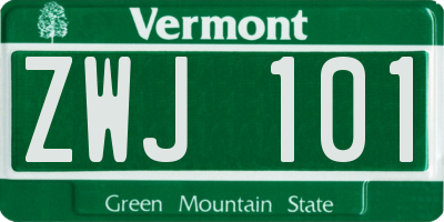 VT license plate ZWJ101