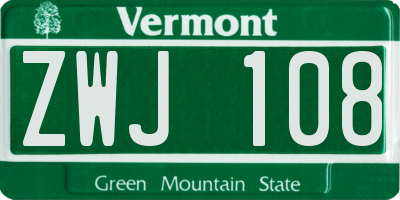 VT license plate ZWJ108