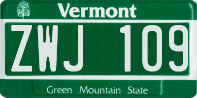 VT license plate ZWJ109
