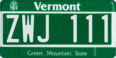 VT license plate ZWJ111