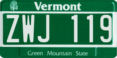 VT license plate ZWJ119