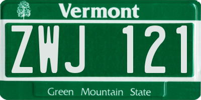 VT license plate ZWJ121