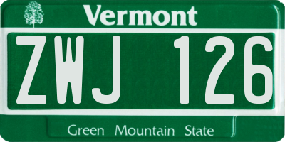 VT license plate ZWJ126