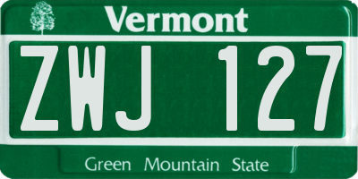 VT license plate ZWJ127
