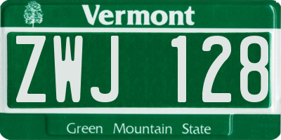 VT license plate ZWJ128