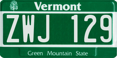 VT license plate ZWJ129