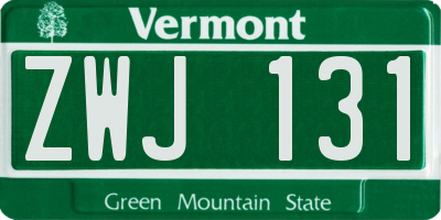 VT license plate ZWJ131