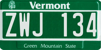 VT license plate ZWJ134