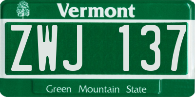 VT license plate ZWJ137