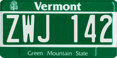 VT license plate ZWJ142