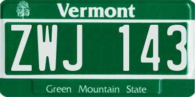 VT license plate ZWJ143