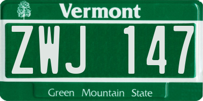 VT license plate ZWJ147
