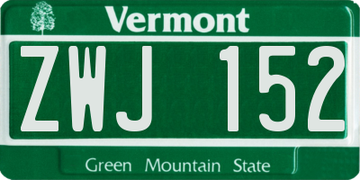 VT license plate ZWJ152