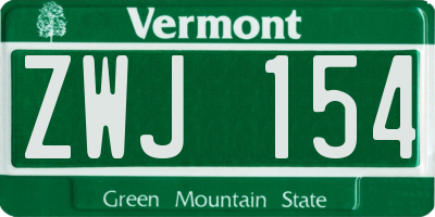 VT license plate ZWJ154