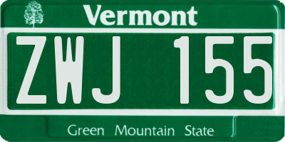 VT license plate ZWJ155
