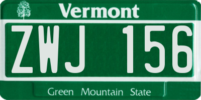VT license plate ZWJ156