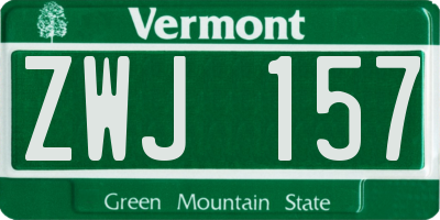 VT license plate ZWJ157