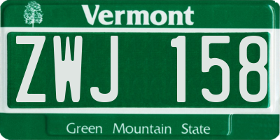VT license plate ZWJ158