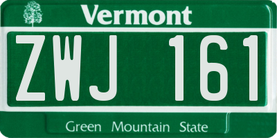 VT license plate ZWJ161