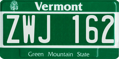 VT license plate ZWJ162