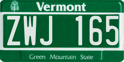 VT license plate ZWJ165
