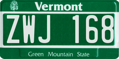 VT license plate ZWJ168