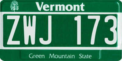 VT license plate ZWJ173