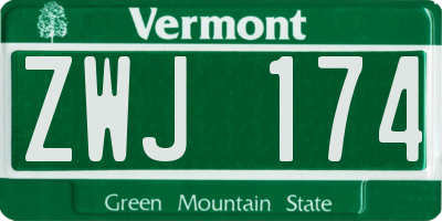 VT license plate ZWJ174