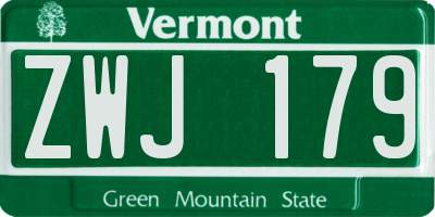 VT license plate ZWJ179