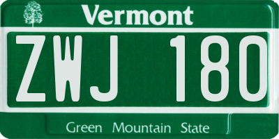 VT license plate ZWJ180