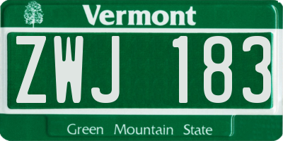 VT license plate ZWJ183