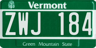 VT license plate ZWJ184