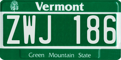 VT license plate ZWJ186