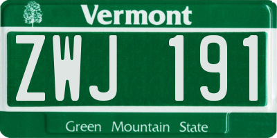 VT license plate ZWJ191